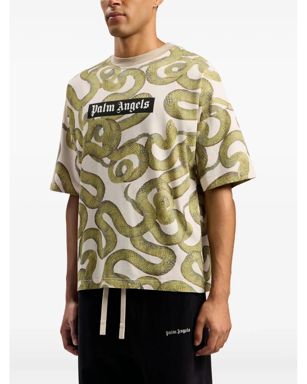 Palm Angels Metallic Snake-Pattern Logo T-Shirt for men