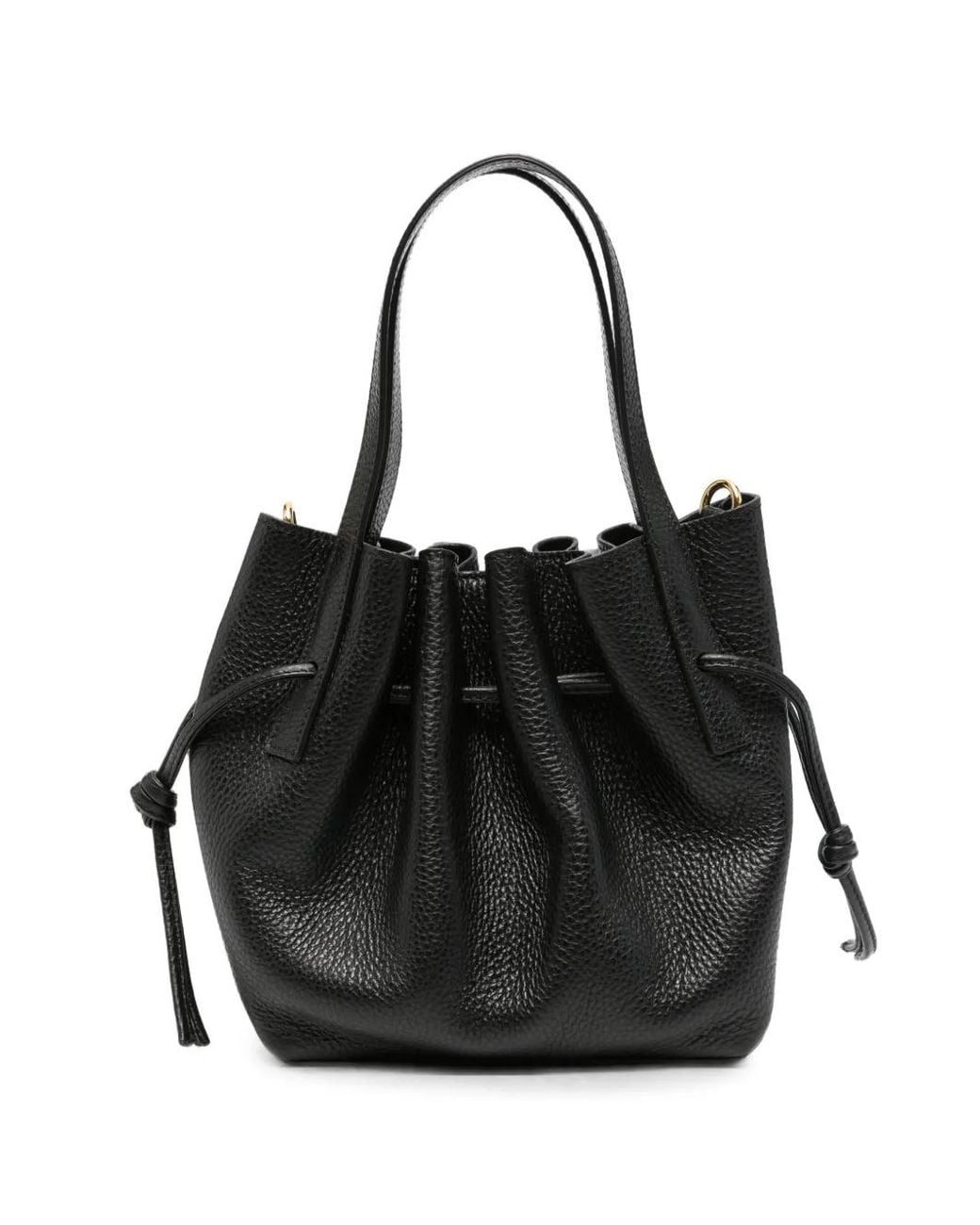 Yuzefi Black Mini Scallop Pebbled-Leather Tote Bag