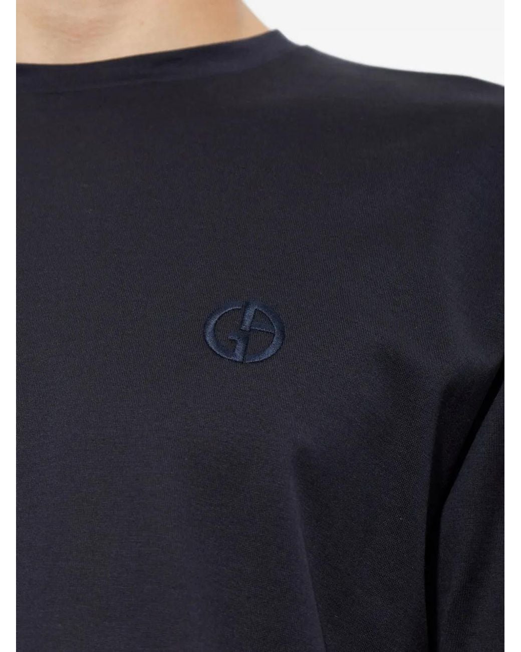 Giorgio Armani Blue Logo-Embroidered T-Shirt for men