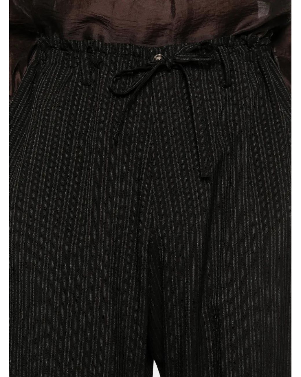 Yohji Yamamoto Black Striped-Pattern Trousers for men