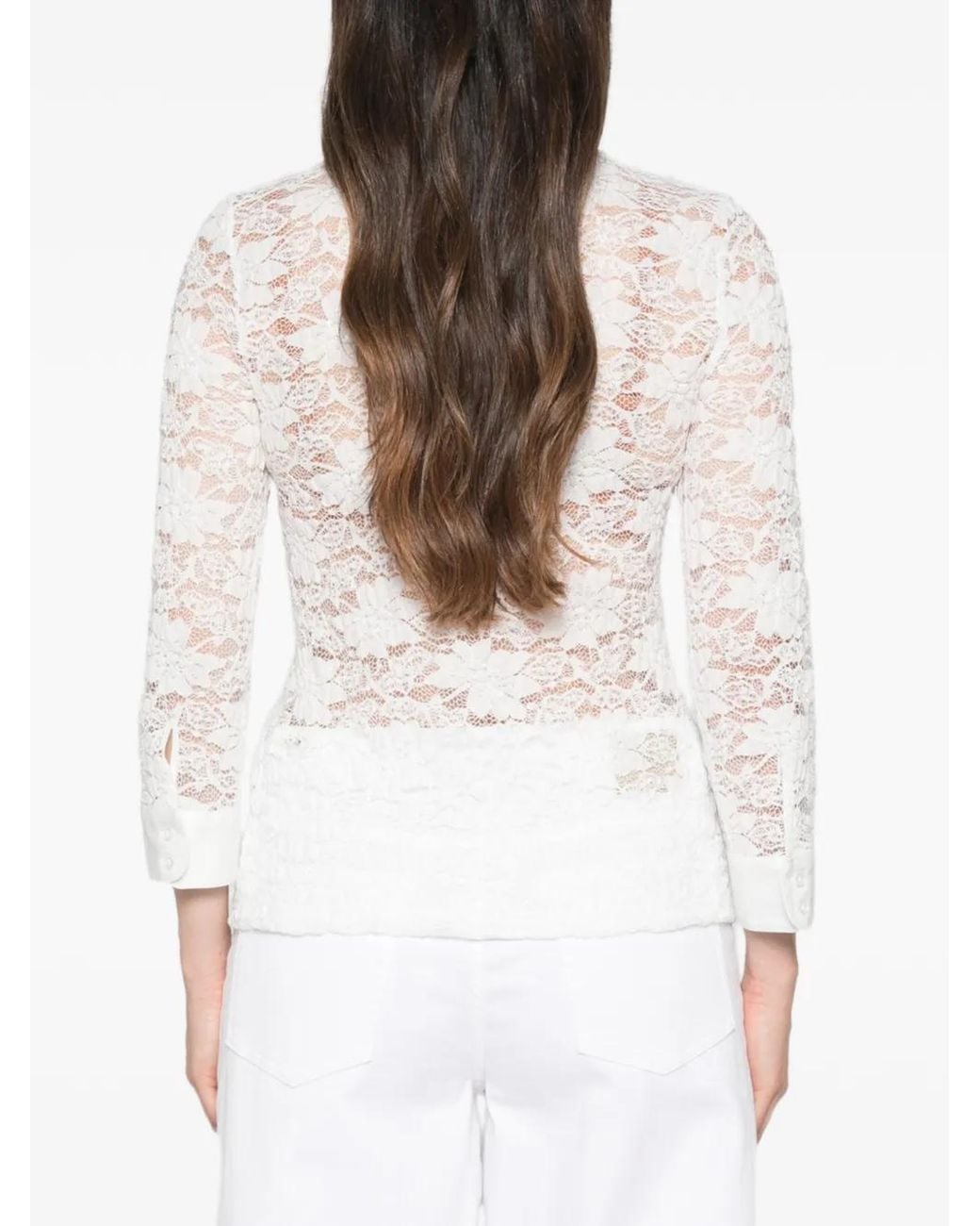 Andiata White Chemise À Fleurs En Dentelle