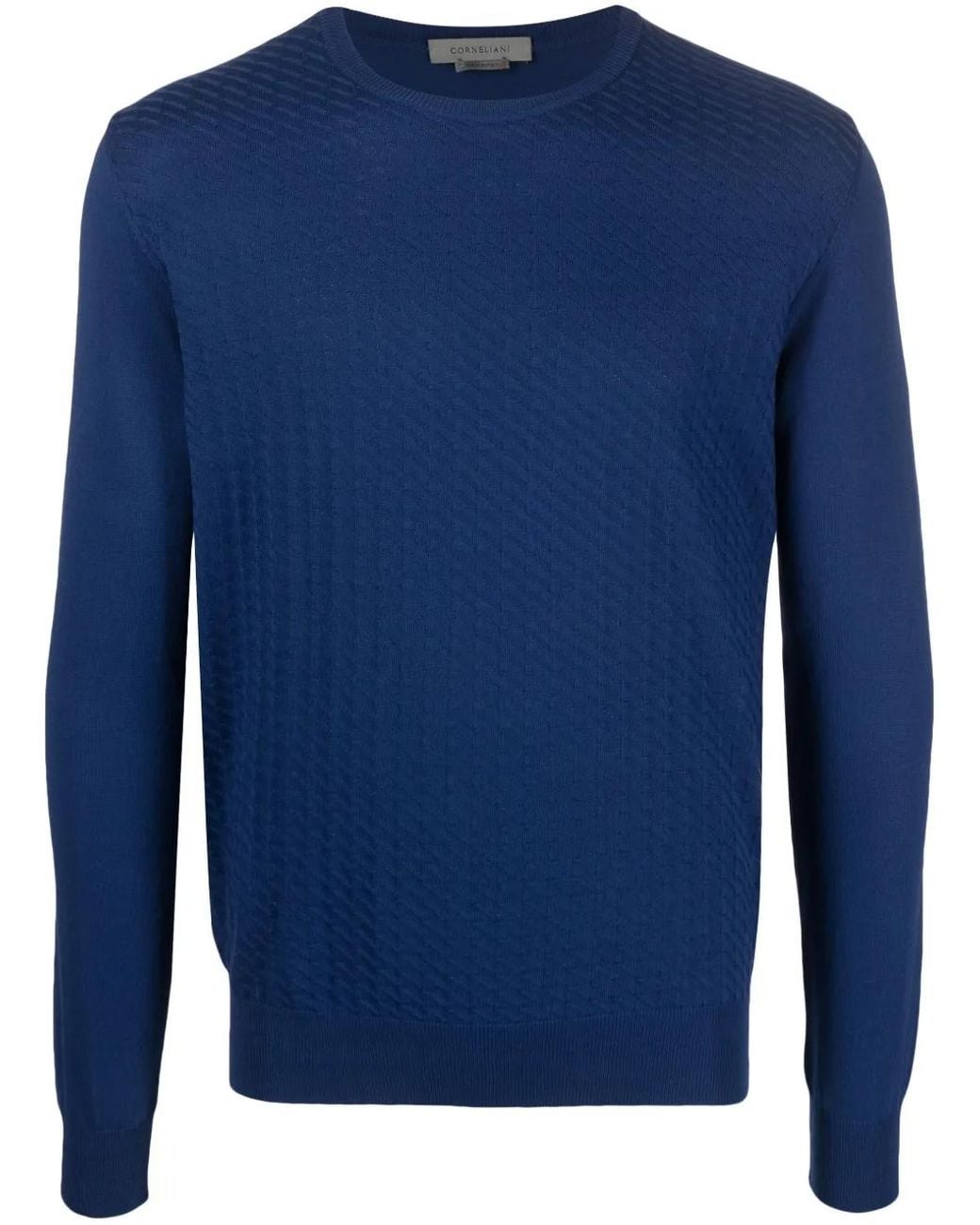 Corneliani Blue Long-Sleeved Cotton Sweatshirt for men