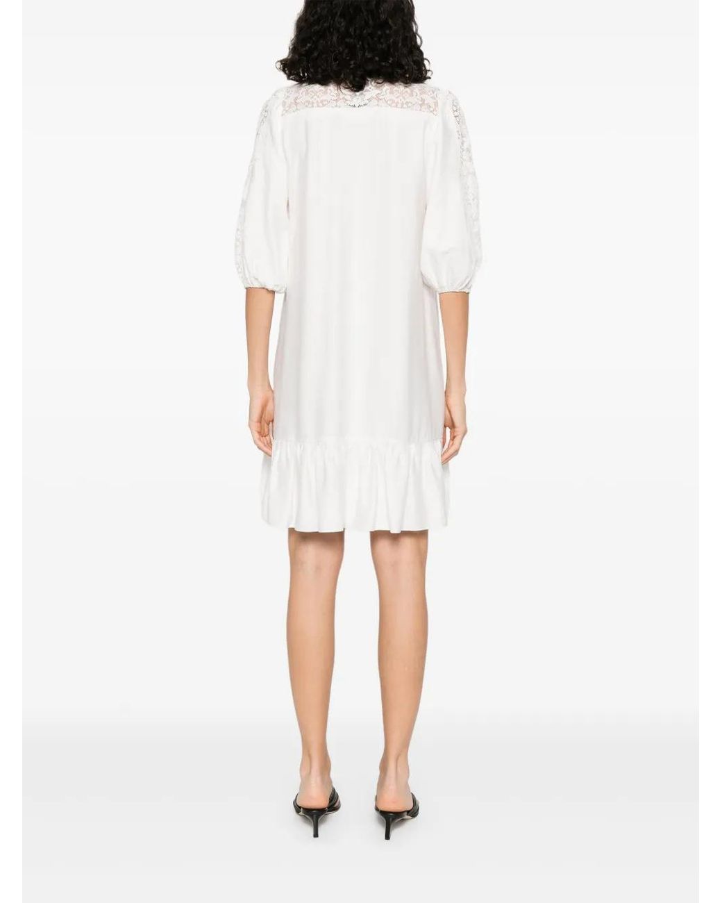 Nissa White Lace-Embellished Dress