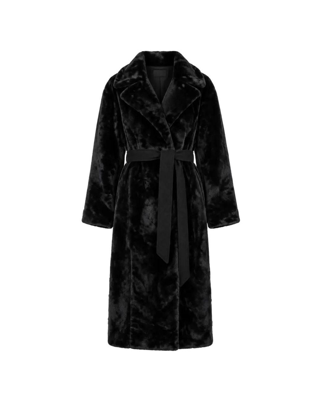 Kaos Black Belted Fur Coat