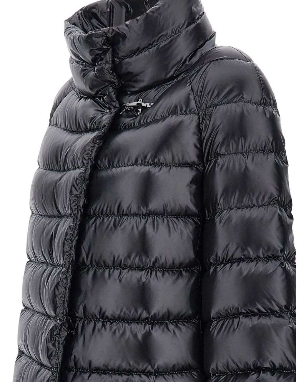 Fay Black Quilted High-Collar Coat