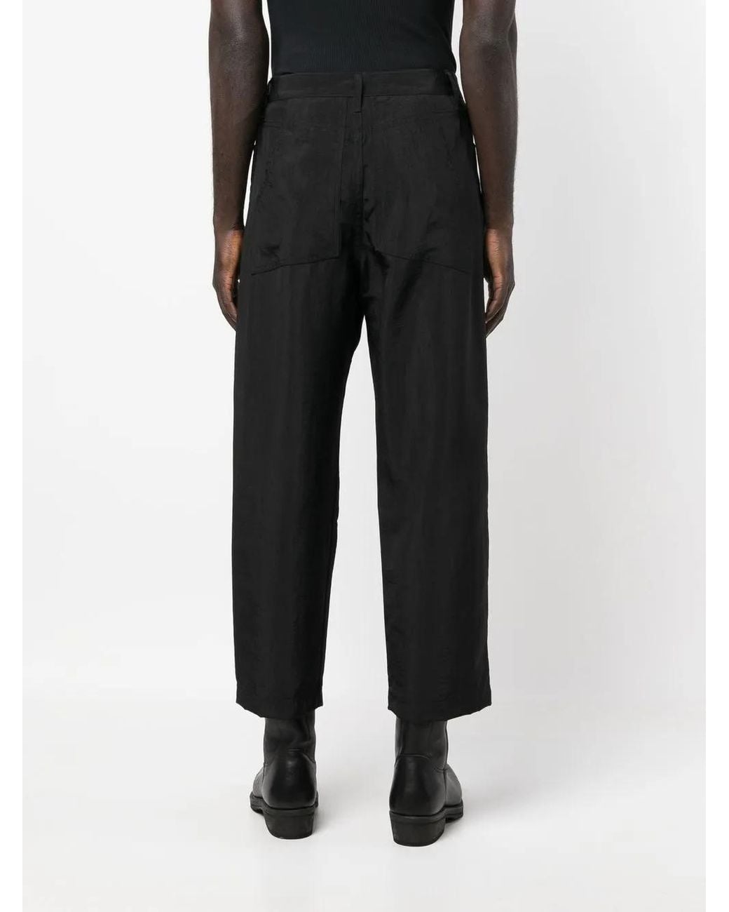 Eckhaus Latta Black Husk Cropped Trousers for men