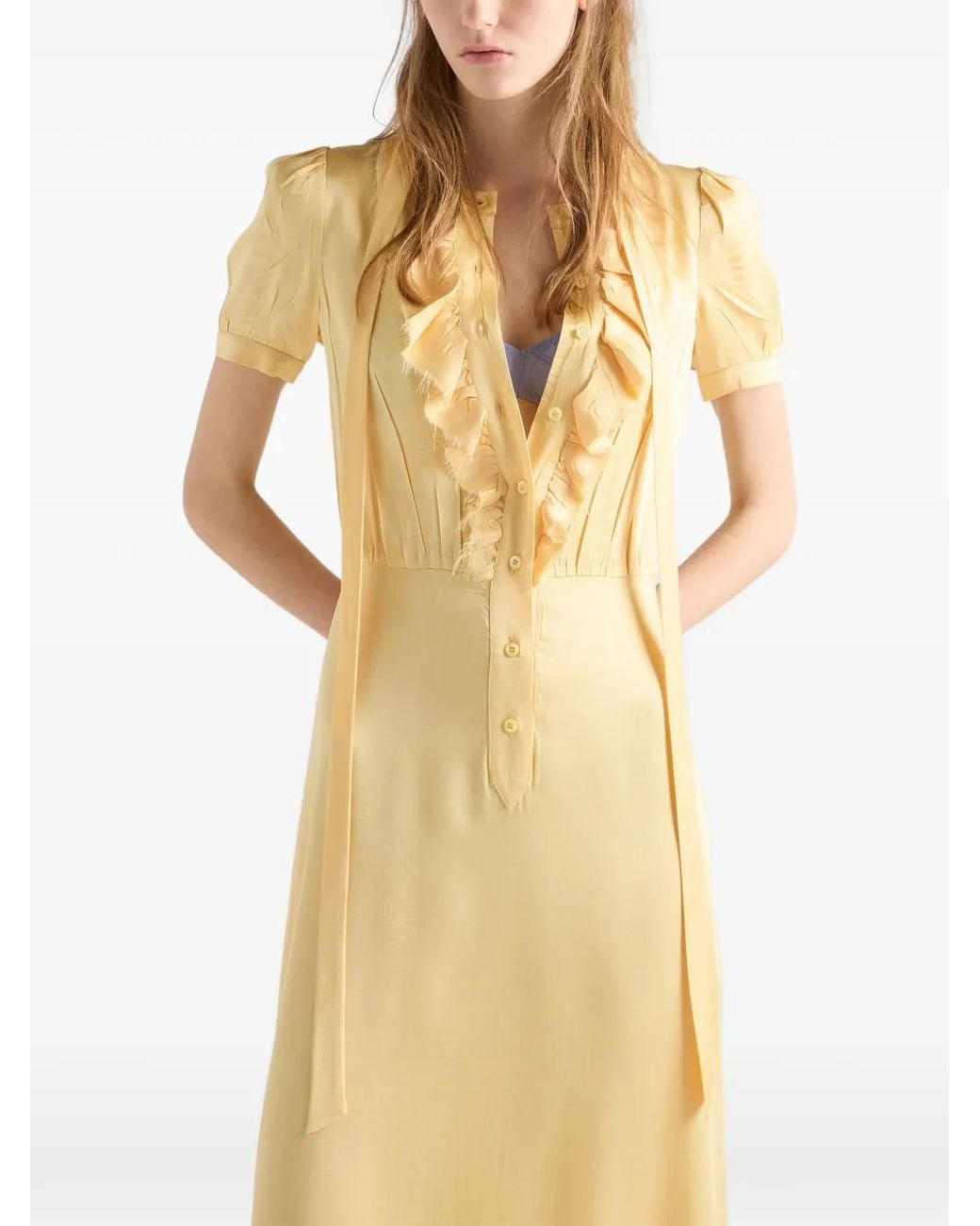 Prada Metallic Satin Crepe Dress