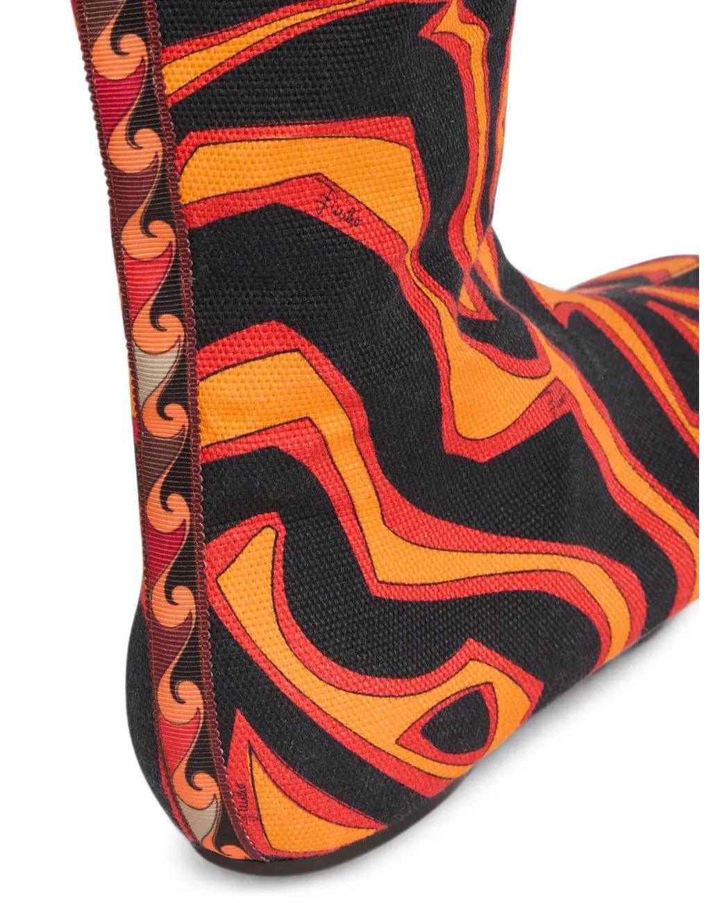 Emilio Pucci Orange Labirinto-Print Boots