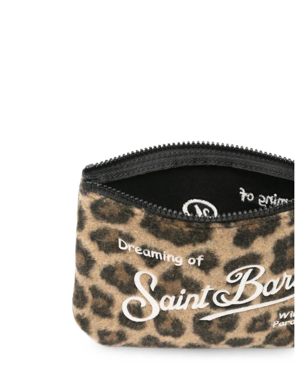 Mc2 Saint Barth Brown Zebra-Print Logo-Embroidered Clutch Bag