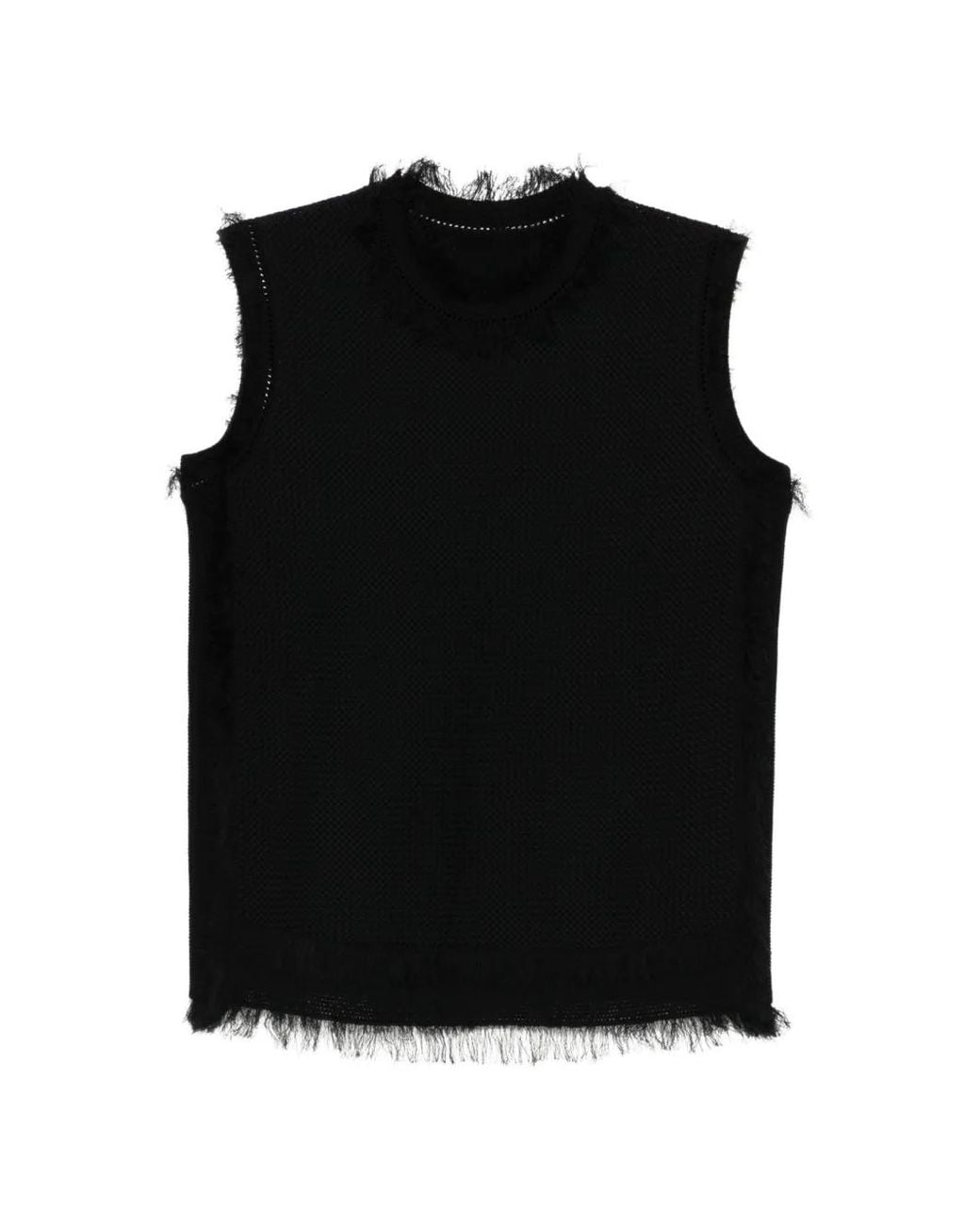 JNBY Black Fringed Knit Vest Top