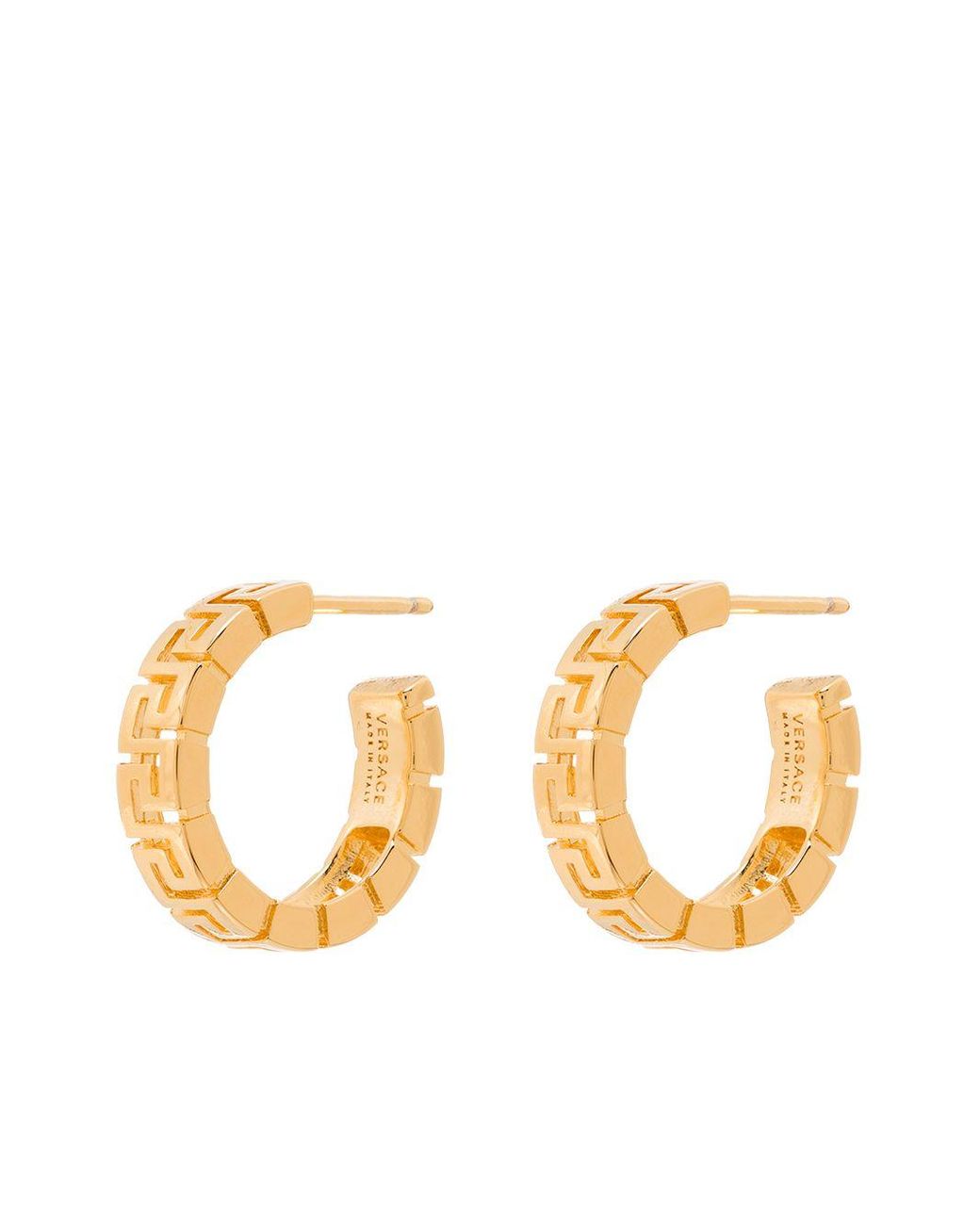 Versace Greca Small Hoop Earrings in Metallic | Lyst