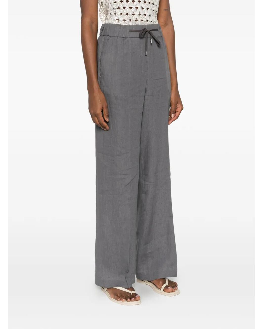 Peserico Gray Drawstring Trousers