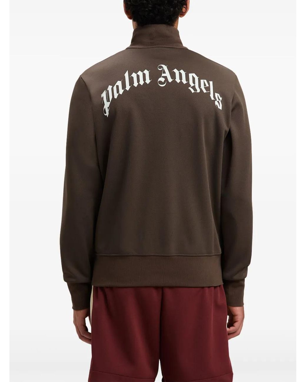 Palm Angels Brown 'Back Curved Logo' Track Jacket for men