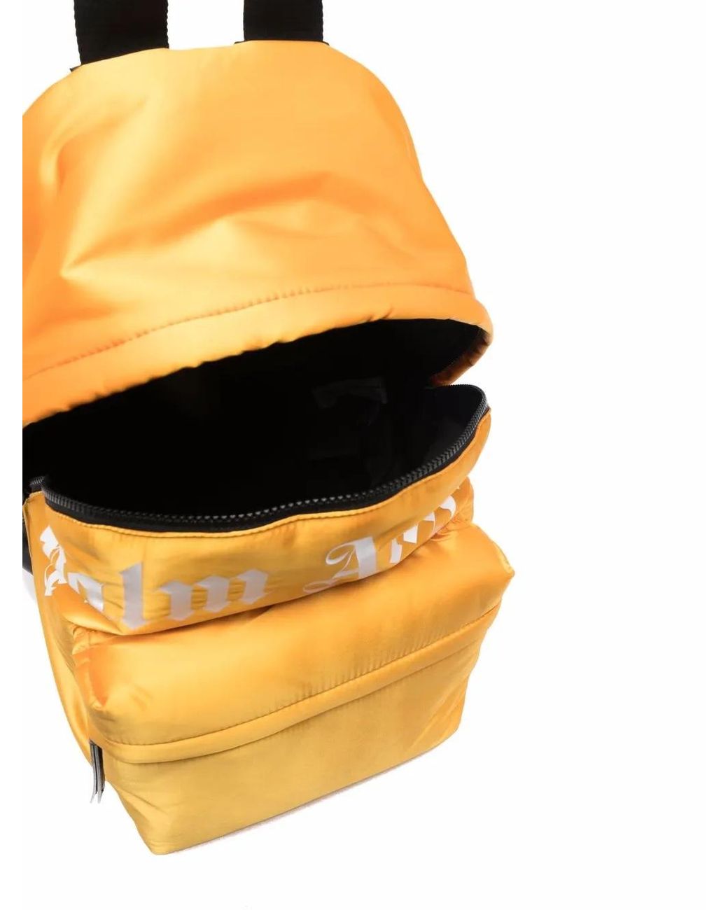 Palm Angels Yellow Curved Logo Leather Backpack for men