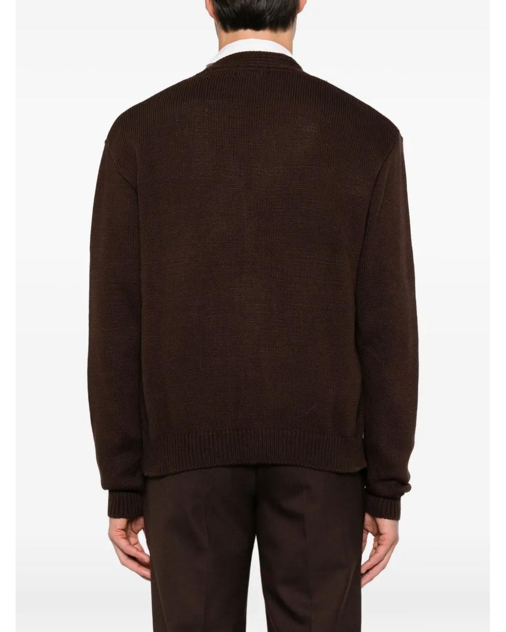 Imperial Brown Distressed V-Neck Cardigan for men