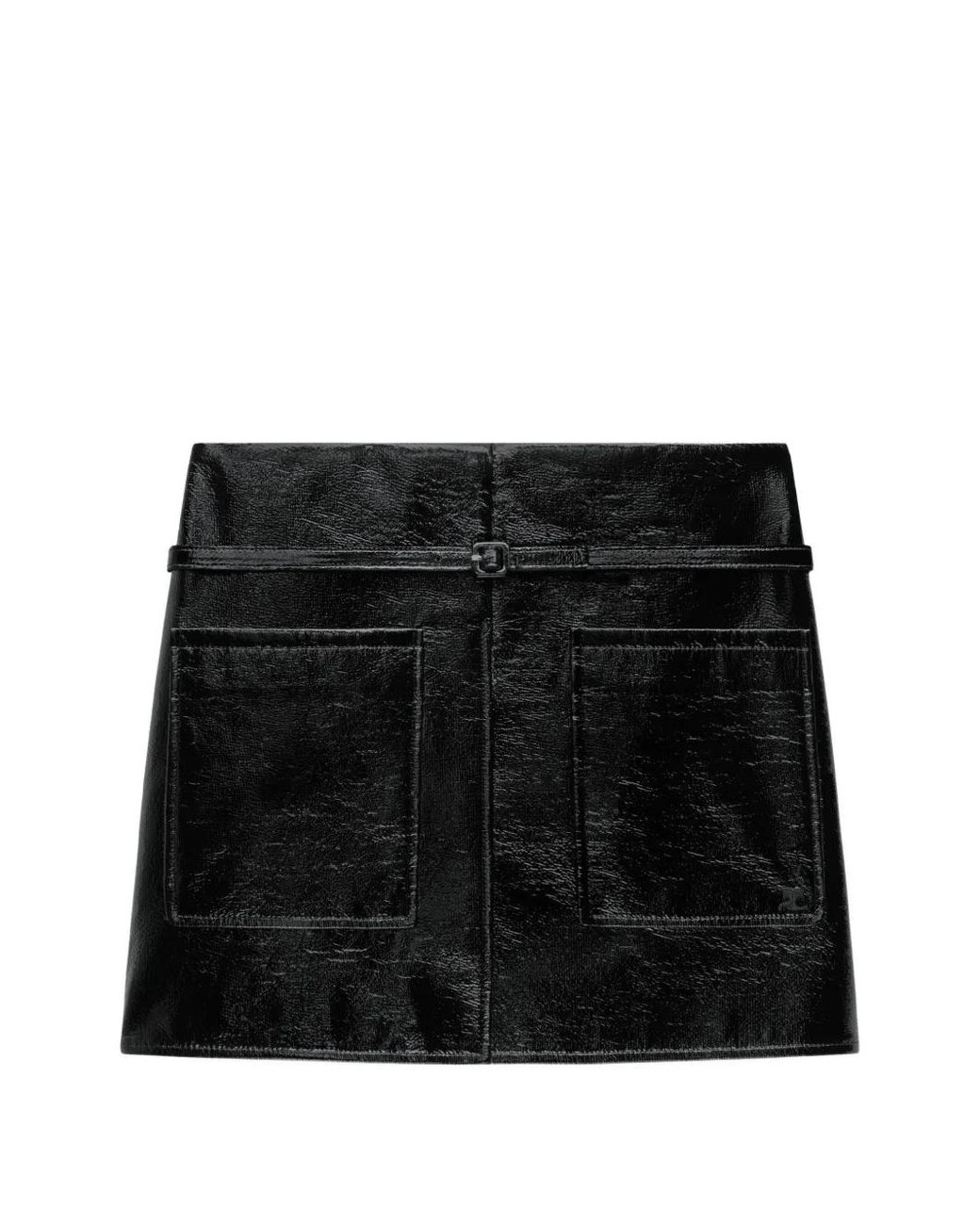 Courreges Black 2-Pocket Vinyl Skirt