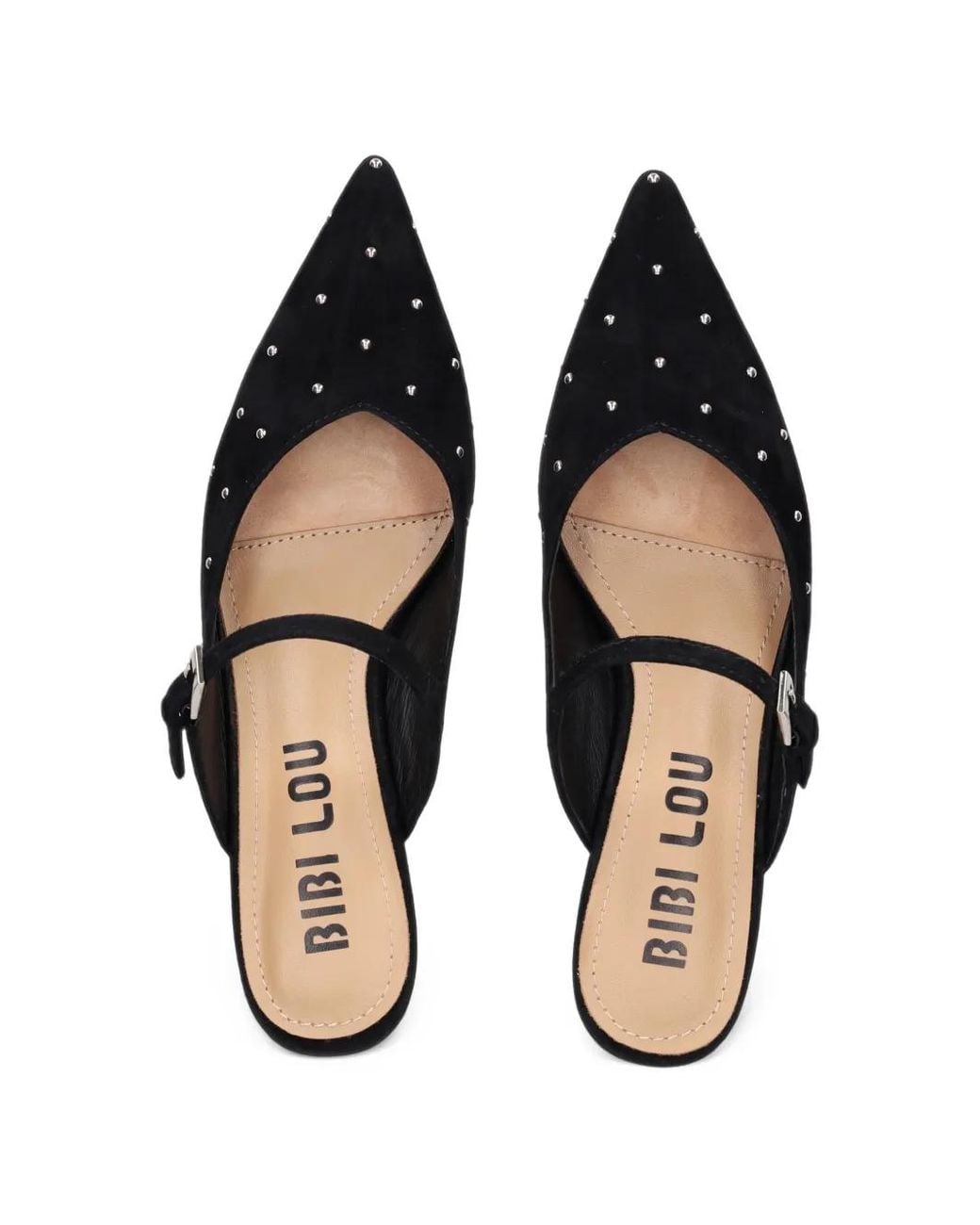 Bibi Lou Black Stud-Embellished Pointed-Toe Pumps