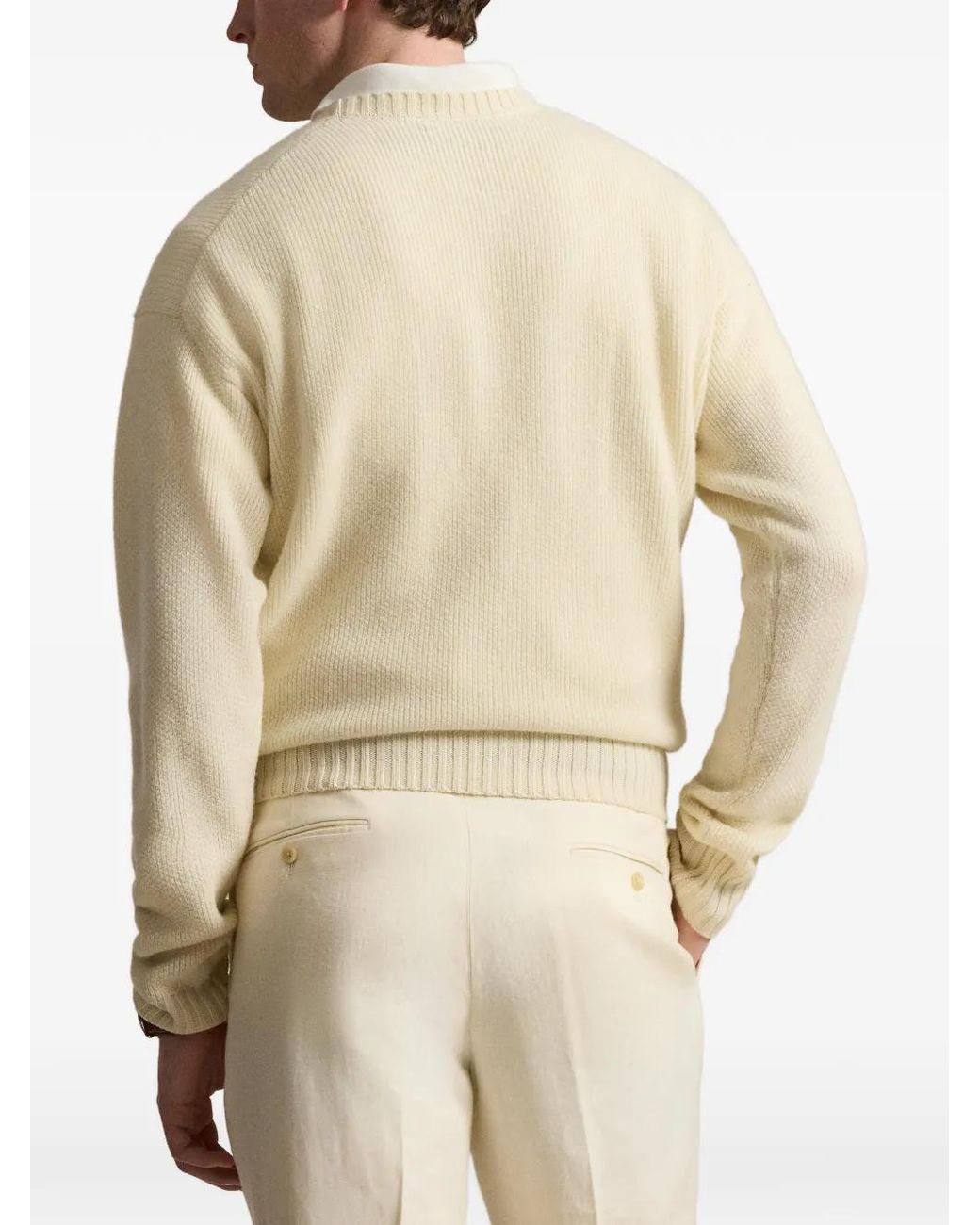 Polo Ralph Lauren White Printed Crew Neck Sweater for men