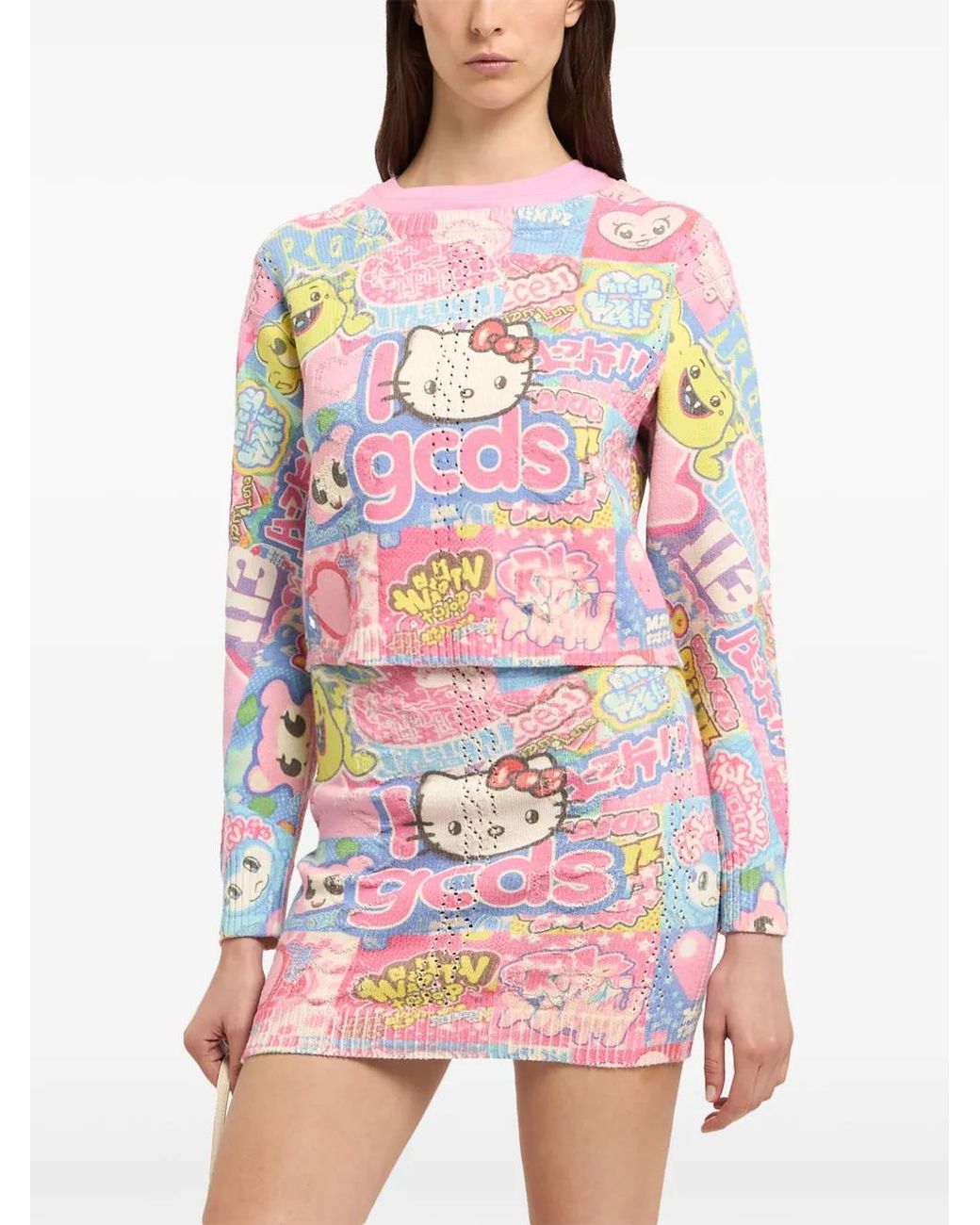 Gcds Pink Hello Kitty Printed Sweater