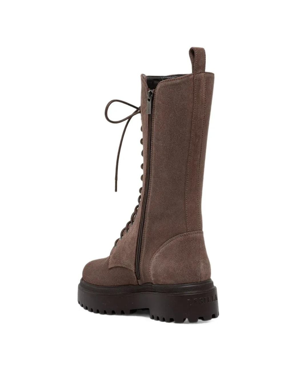 Le Silla Brown Lace-Up Suede Boots