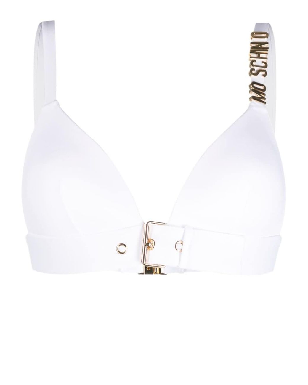Moschino Logo-plaque Triangle Bikini Top in White | Lyst