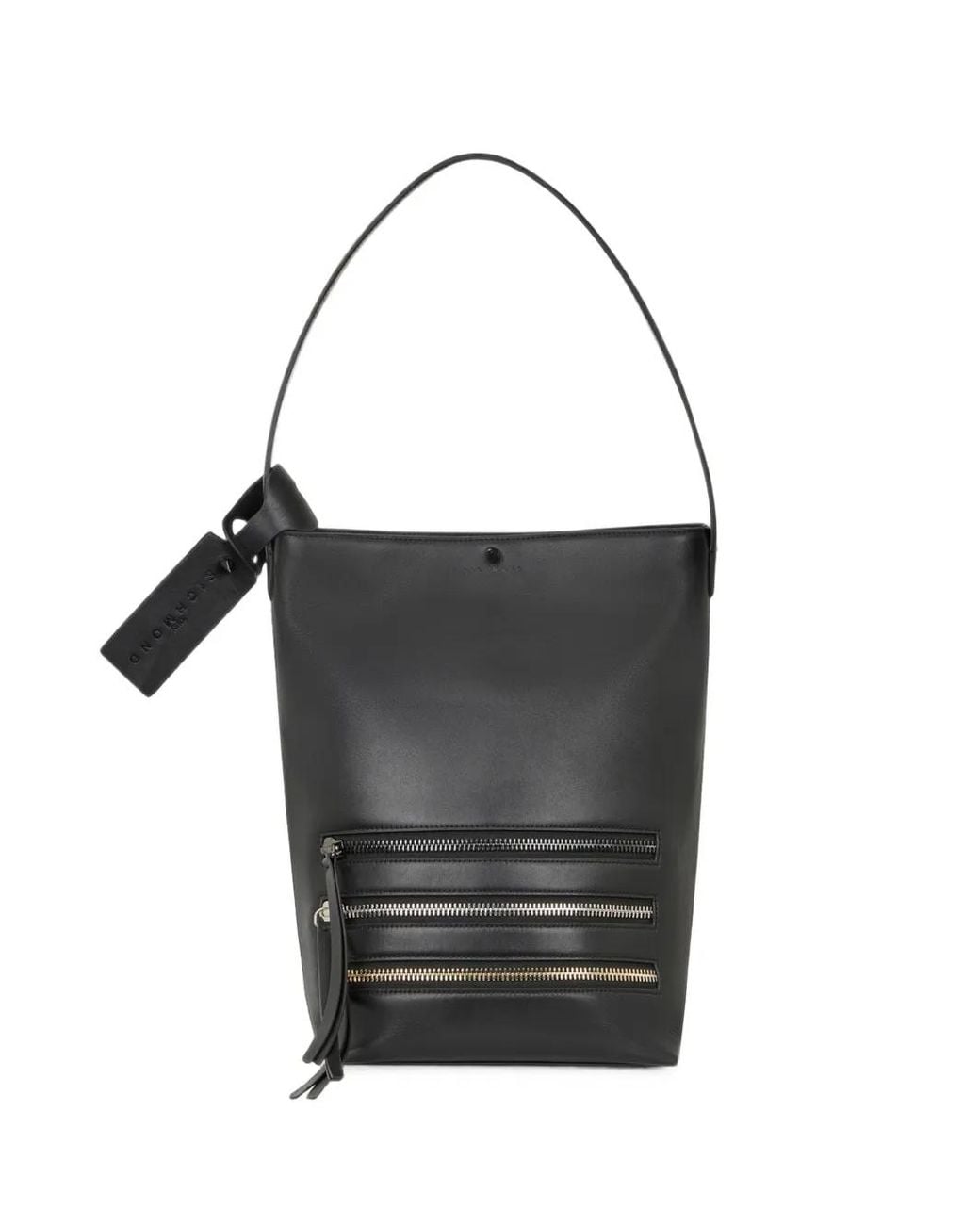 John Richmond Black Triple-Zip Shoulder Bag