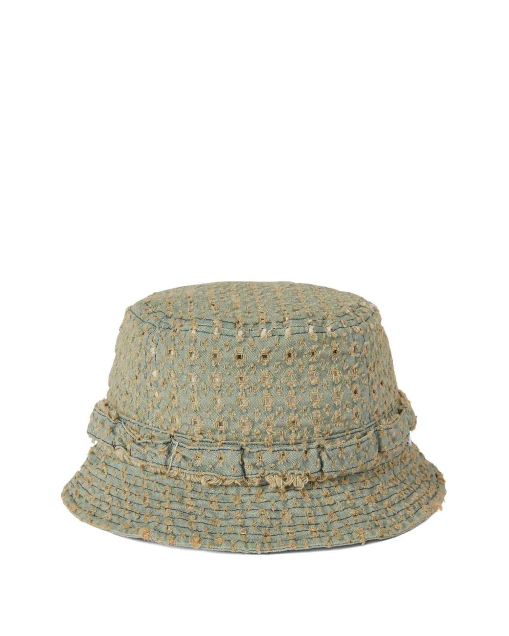 thisisneverthat Damaged Frayed Denim Bucket Hat in Green for