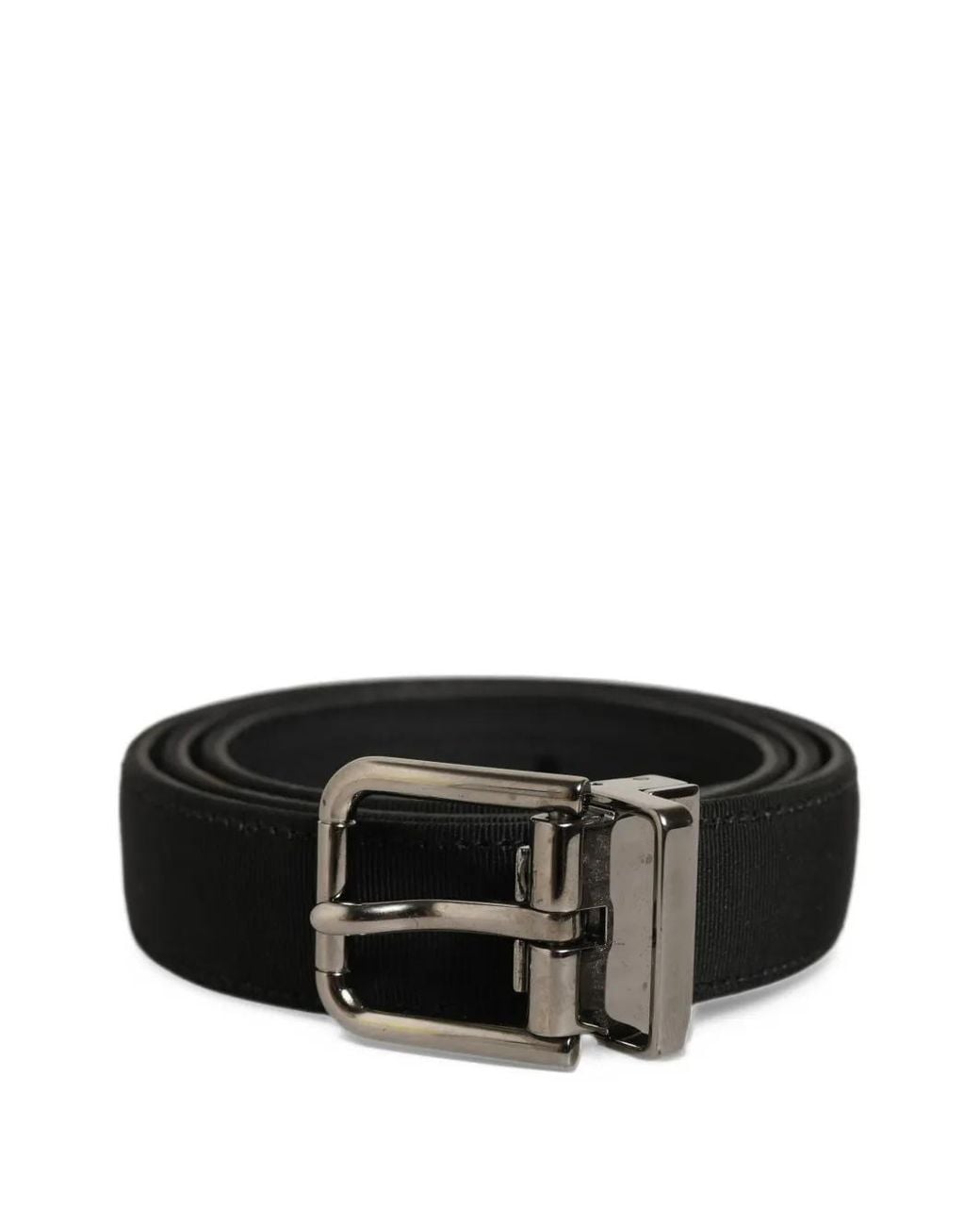 Dolce & Gabbana Black Grosgrain-Trim Leather Belt