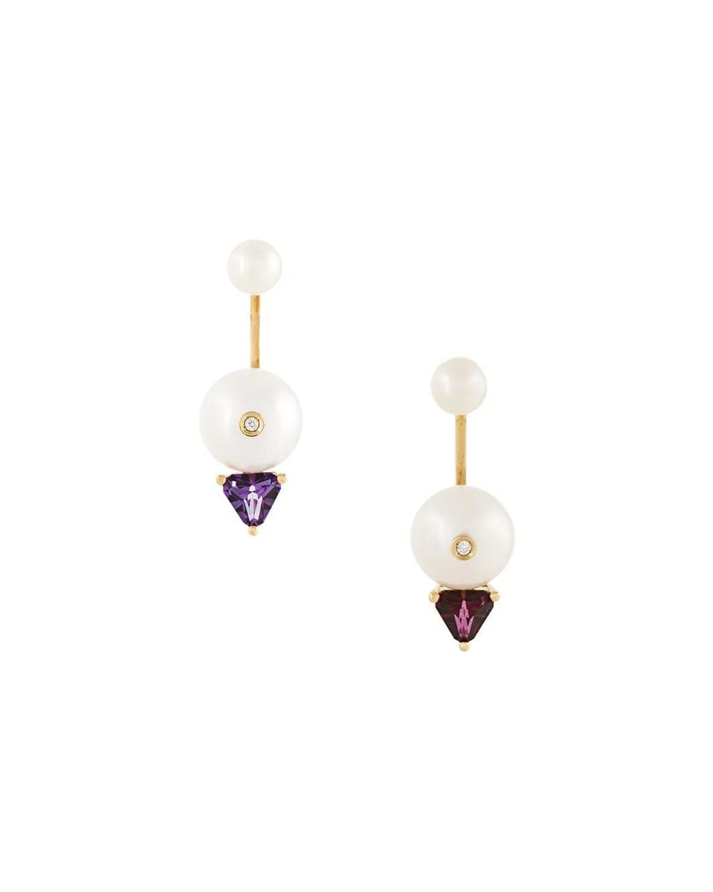 Delfina Delettrez White 'trillion' Diamond, Pearl And Topaz Earrings