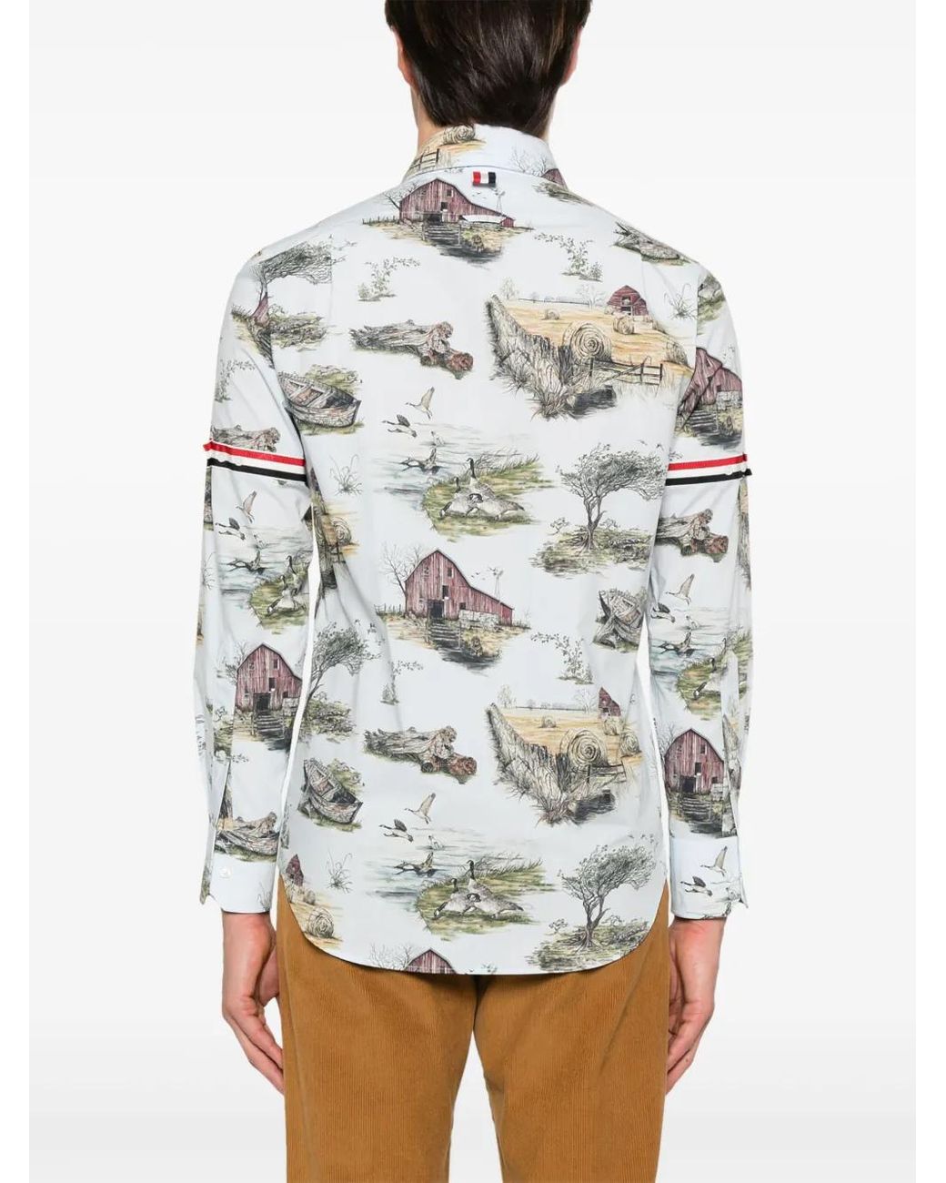 Thom Browne Gray Graphic-Print Shirt for men