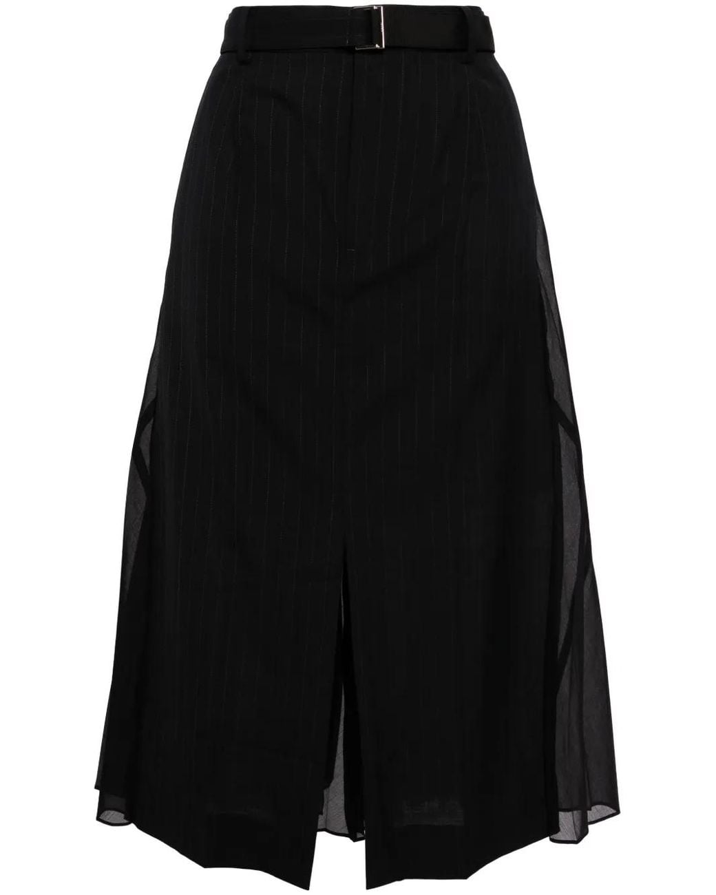 Sacai Black Prince Of Wales Check Midi Skirt