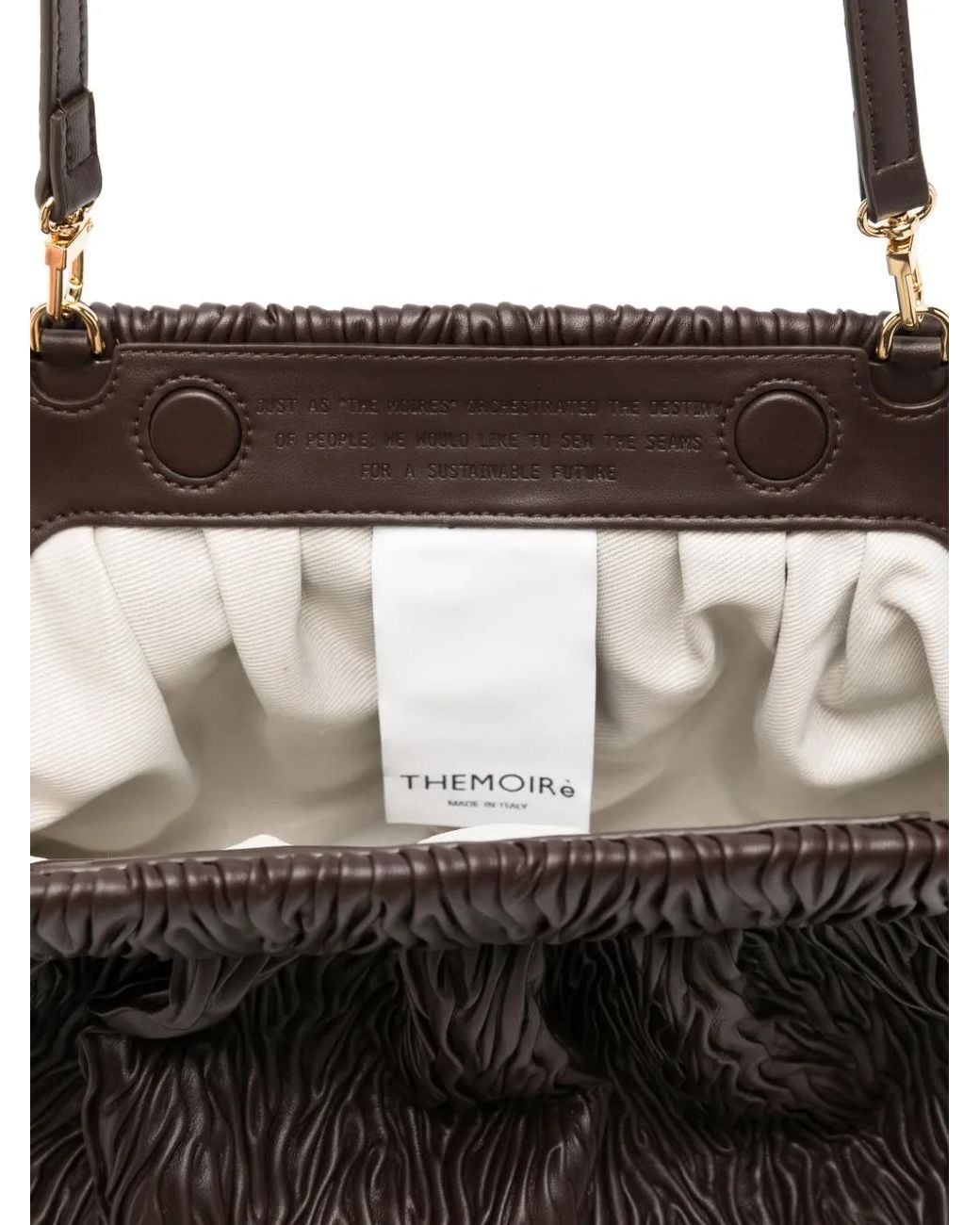THEMOIRÈ White Bios Gathered Leather Clutch Bag