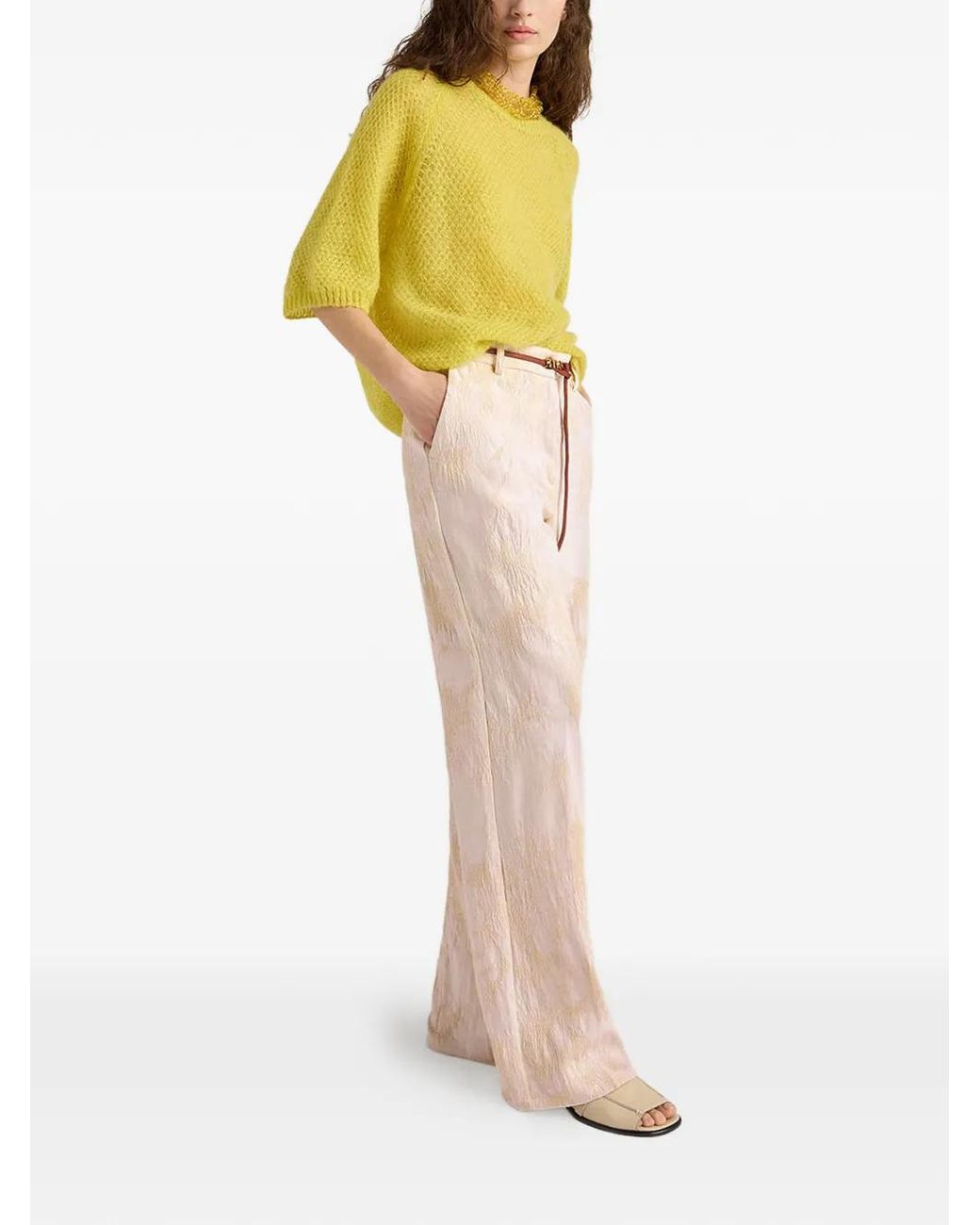 Momoní White Milton Jacquard Denim Trousers
