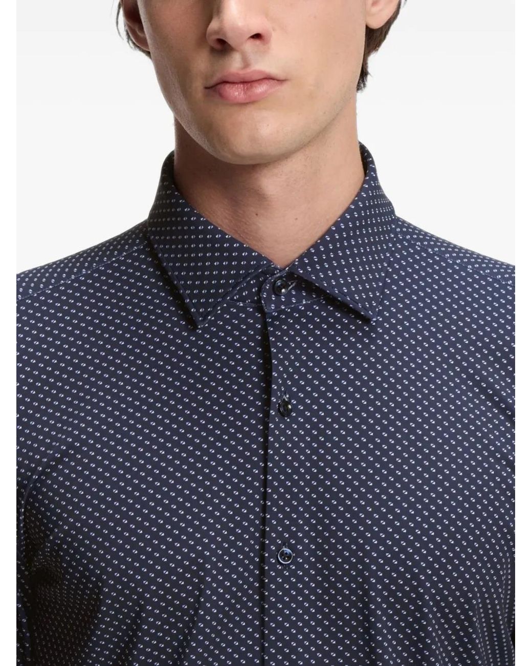 HUGO Blue Printed Slim-Fit Shirt for men
