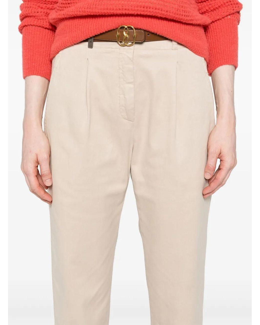 Peserico Natural Cropped Tapered Trousers