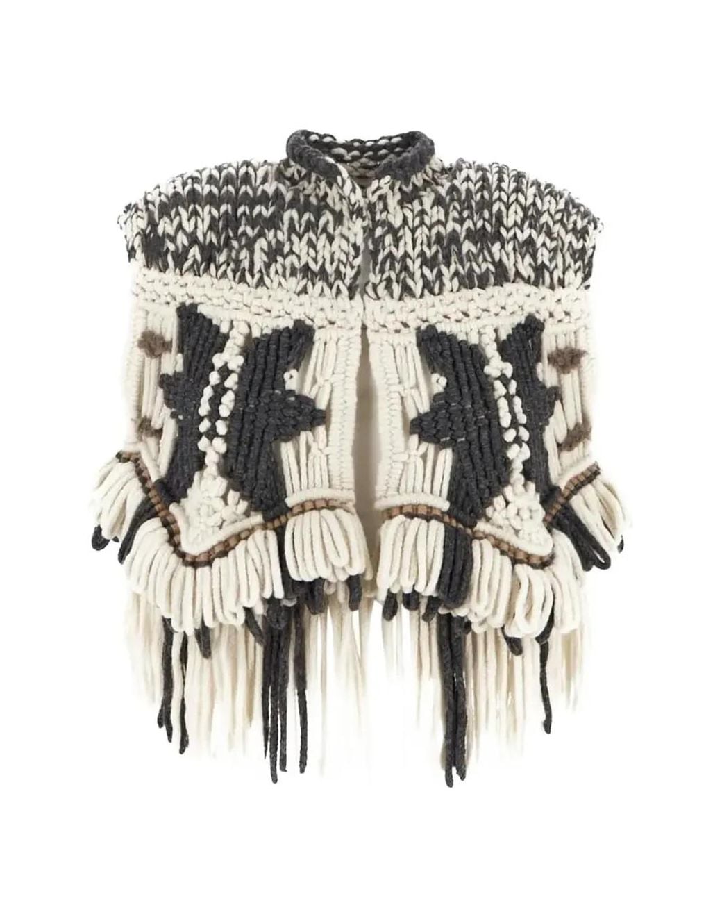 Brunello Cucinelli White Fringed-Detail Cape