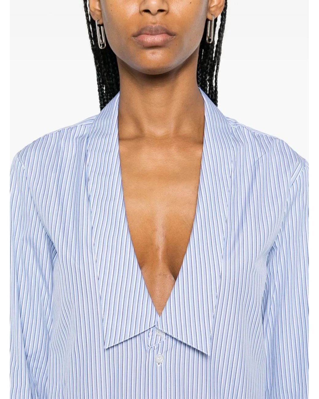 Camicia A Righe di Coperni in Blue