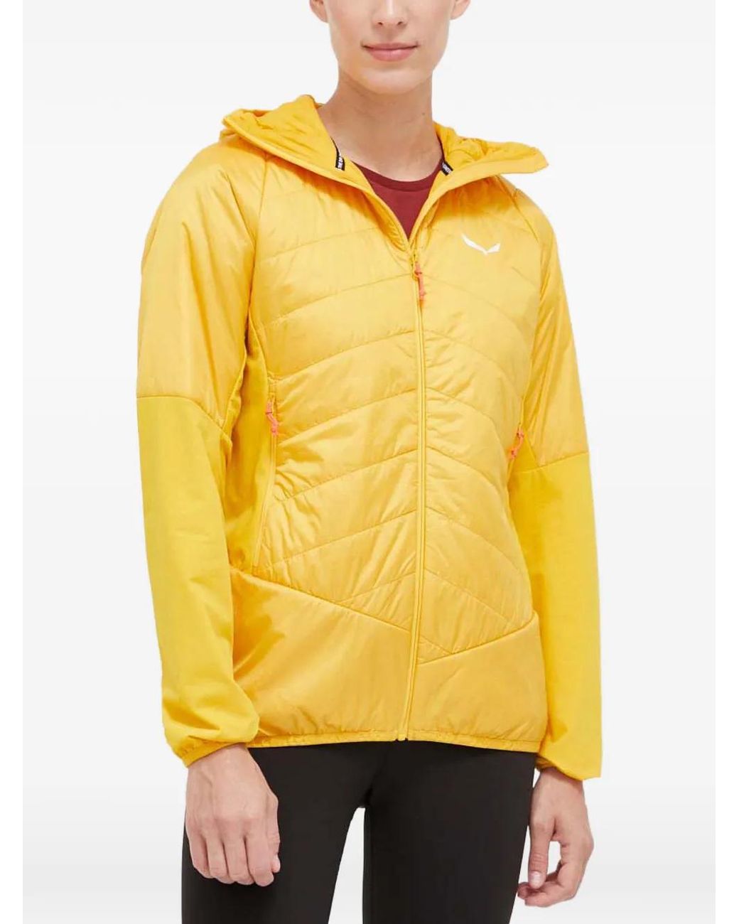 Salewa Yellow Quilted Hooded Performance Jacket