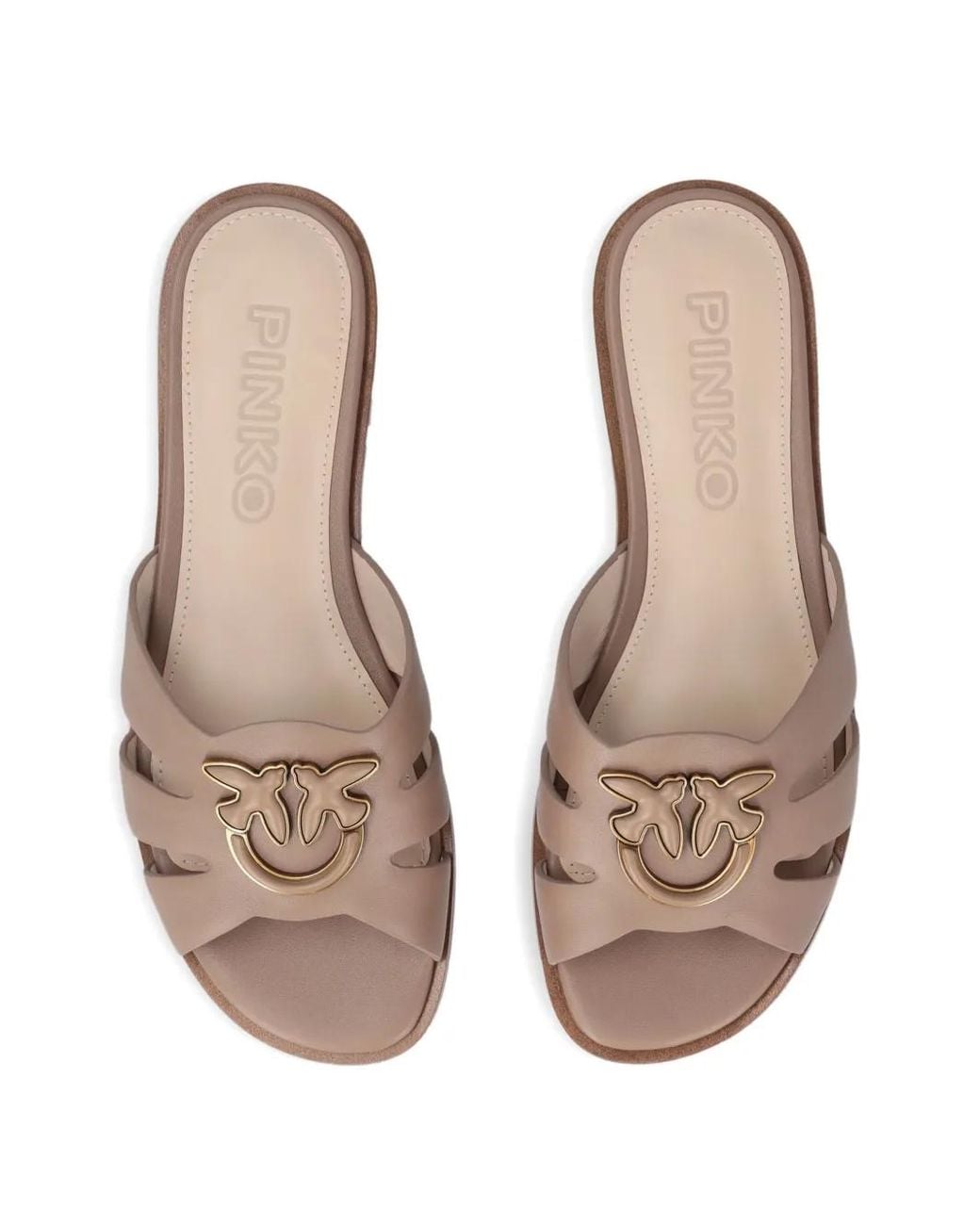 Pinko Brown Elegant Leather 'Milly' Slides