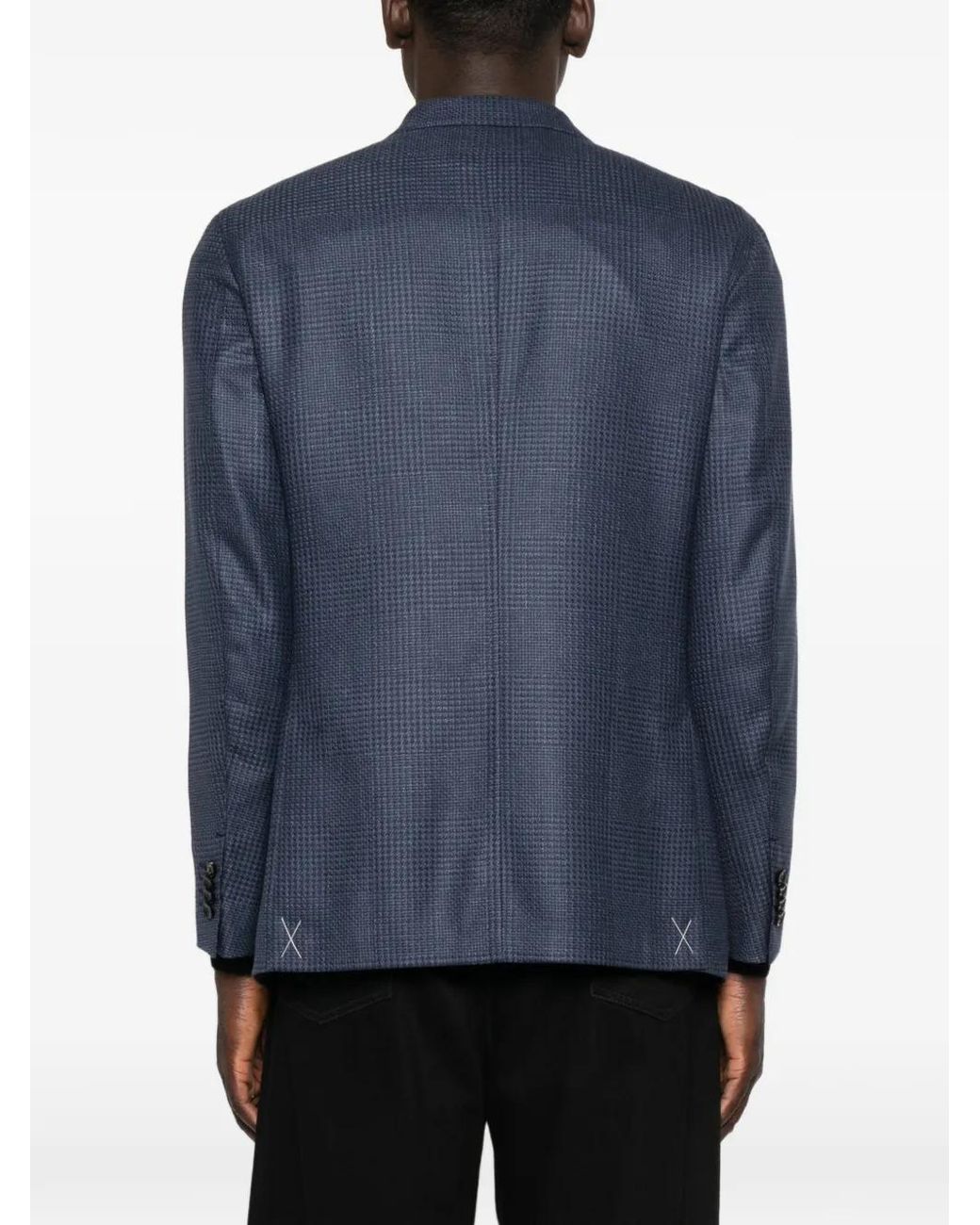 Zegna Blue Check-Patterned Blazer for men