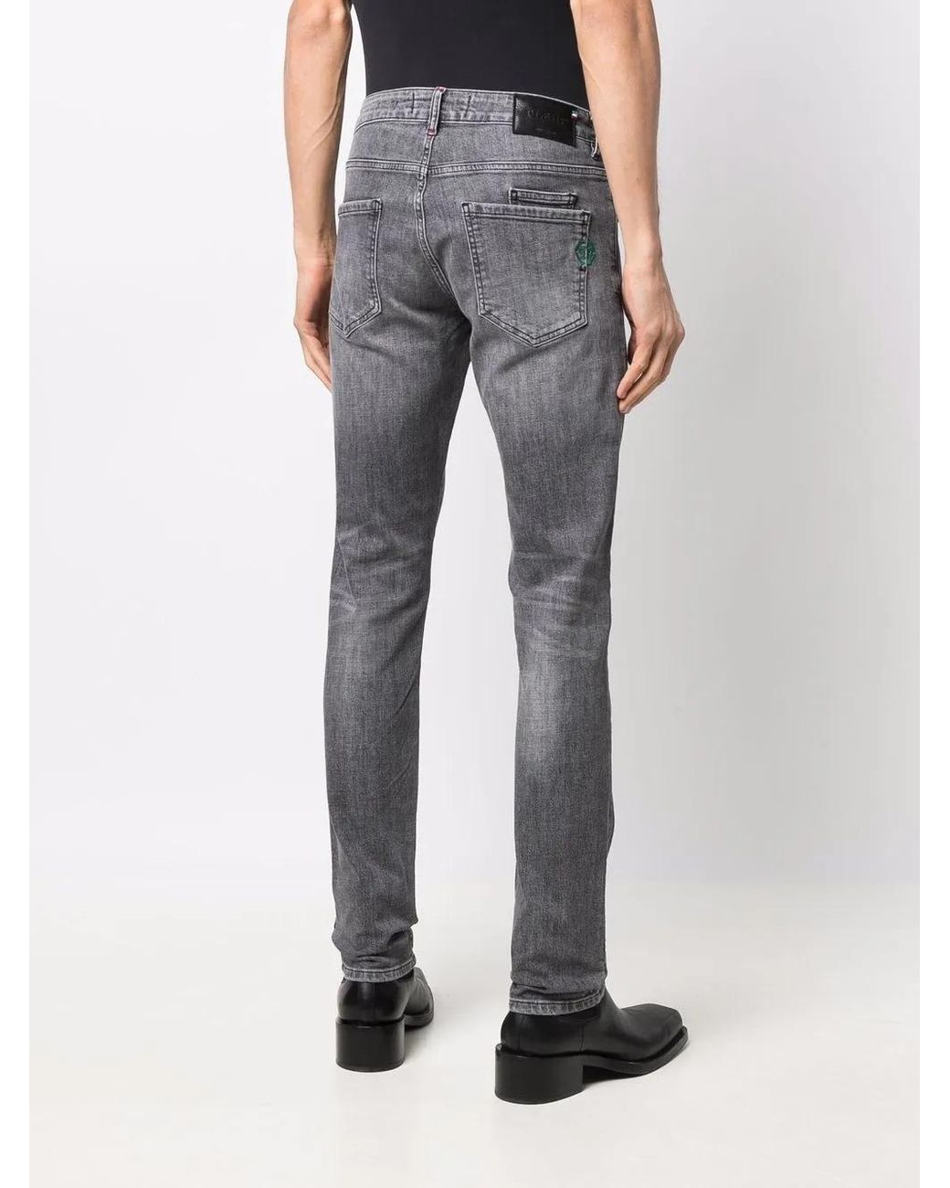 Philipp Plein Gray Low-Rise Slim-Fit Jeans for men