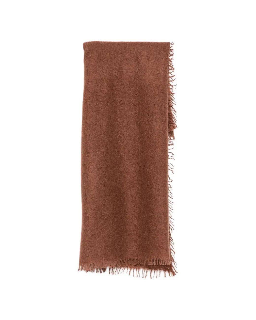 Mouleta Brown Fringed-Edge Scarf