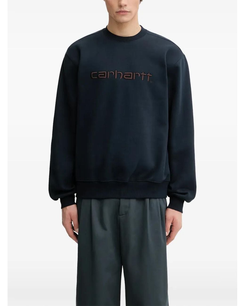 Carhartt Blue Embroidered-Logo Sweatshirt for men