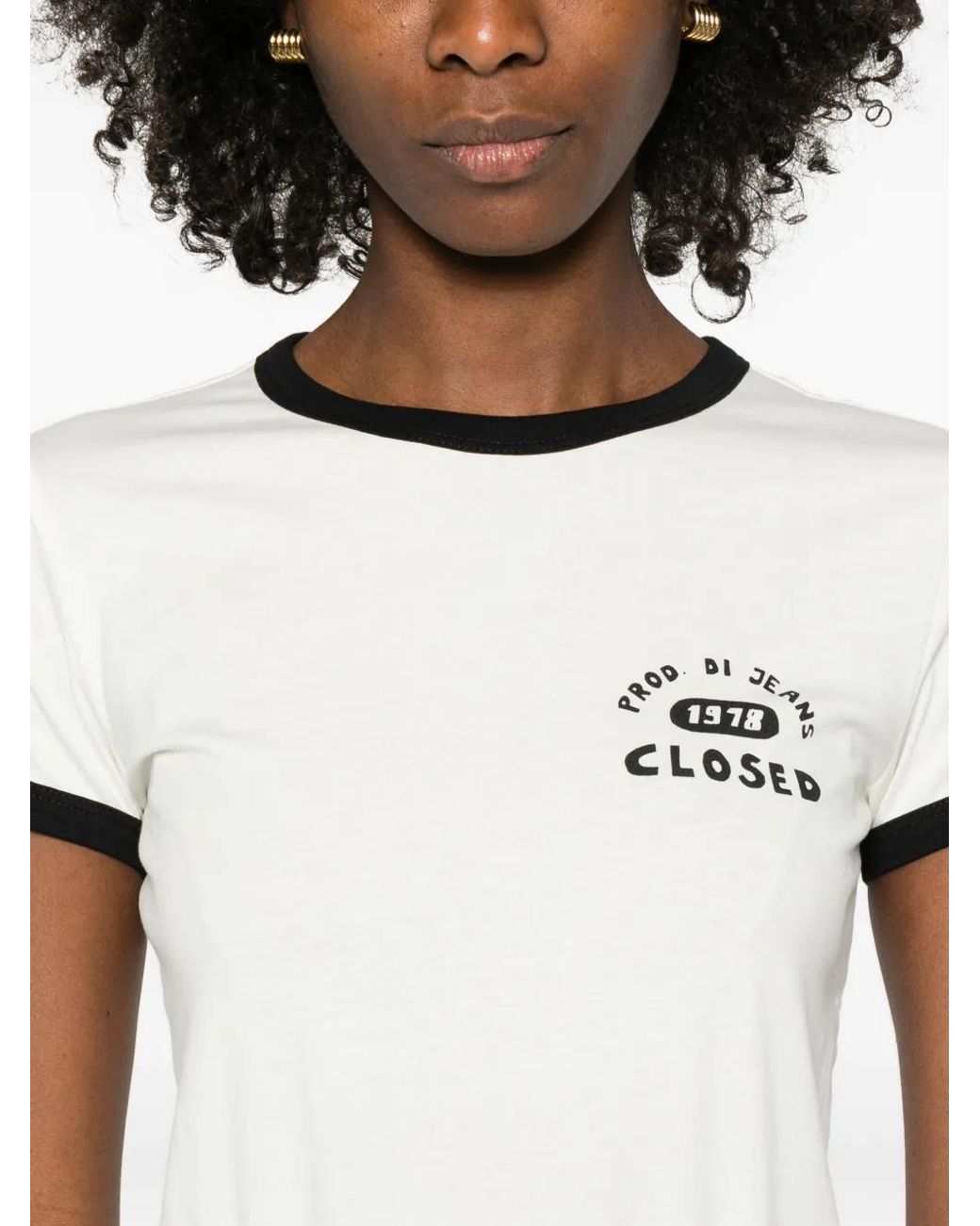Closed White Contrasting-Trim T-Shirt