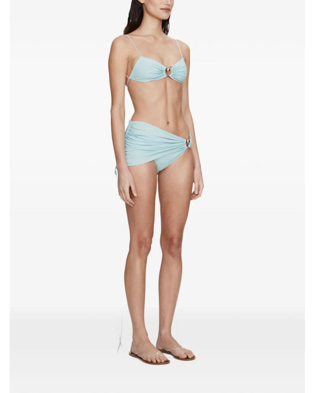 Christopher Esber Blue Ruched Orbit Bikini Top