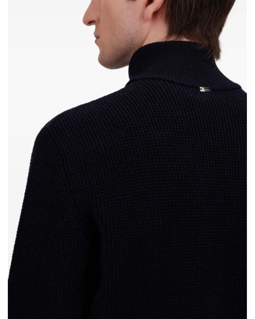 Herno Blue Waffle-Knit Padded Cardigan for men