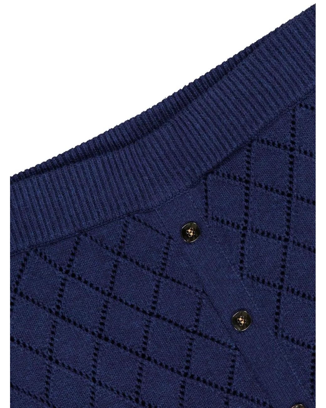 Hevron Blue Jupe Boutonnée À Losanges