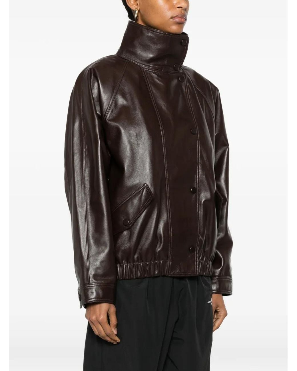 Sandro Black Oversized Leather Jacket