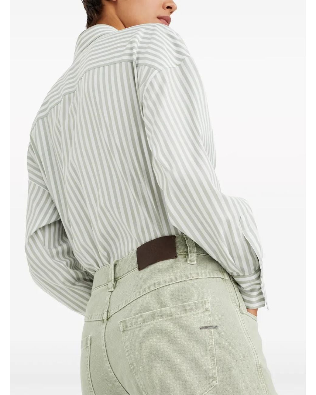 Brunello Cucinelli Green High-Rise Straight Jeans