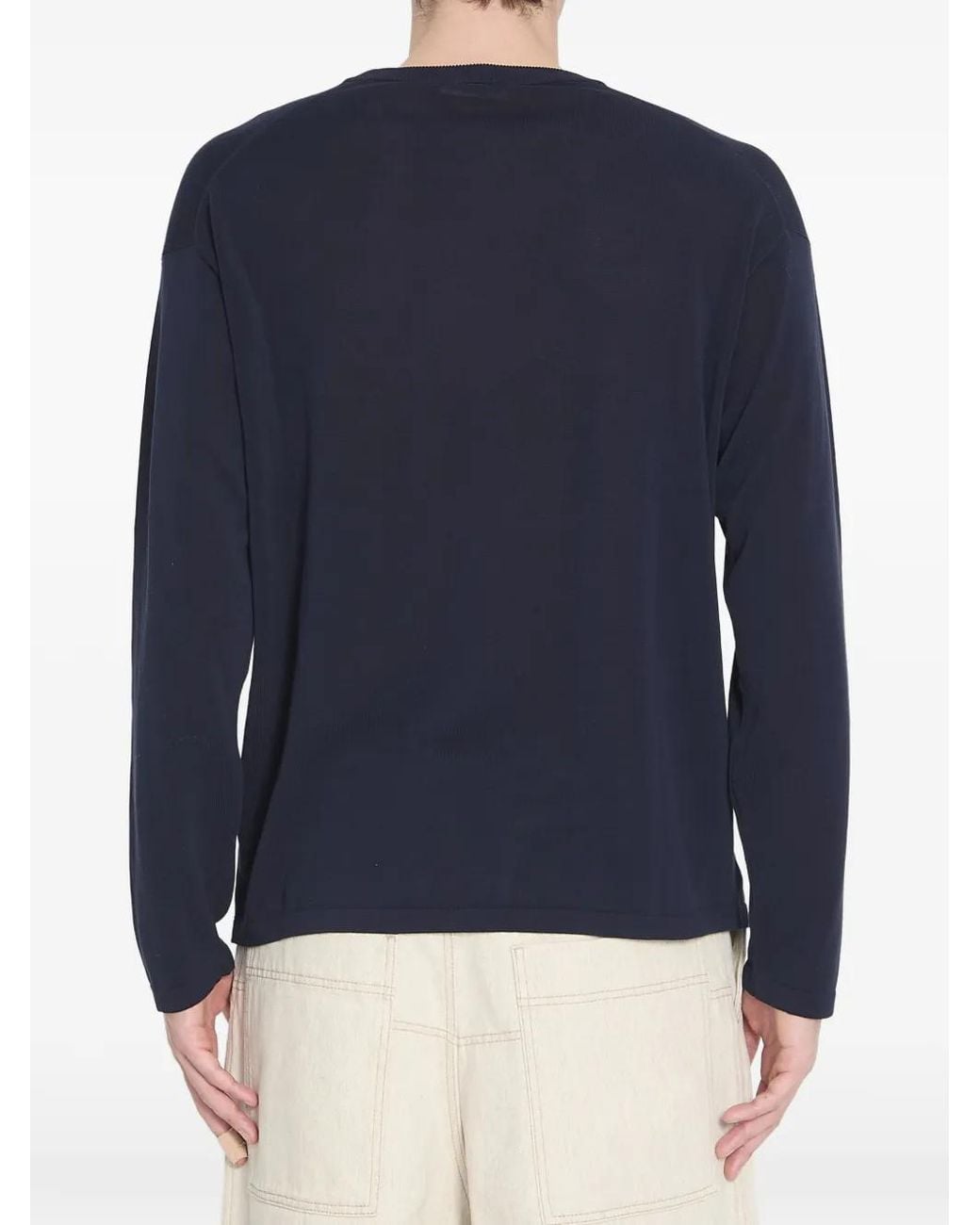 Roberto Collina Blue Ribbed Crewneck Sweater for men